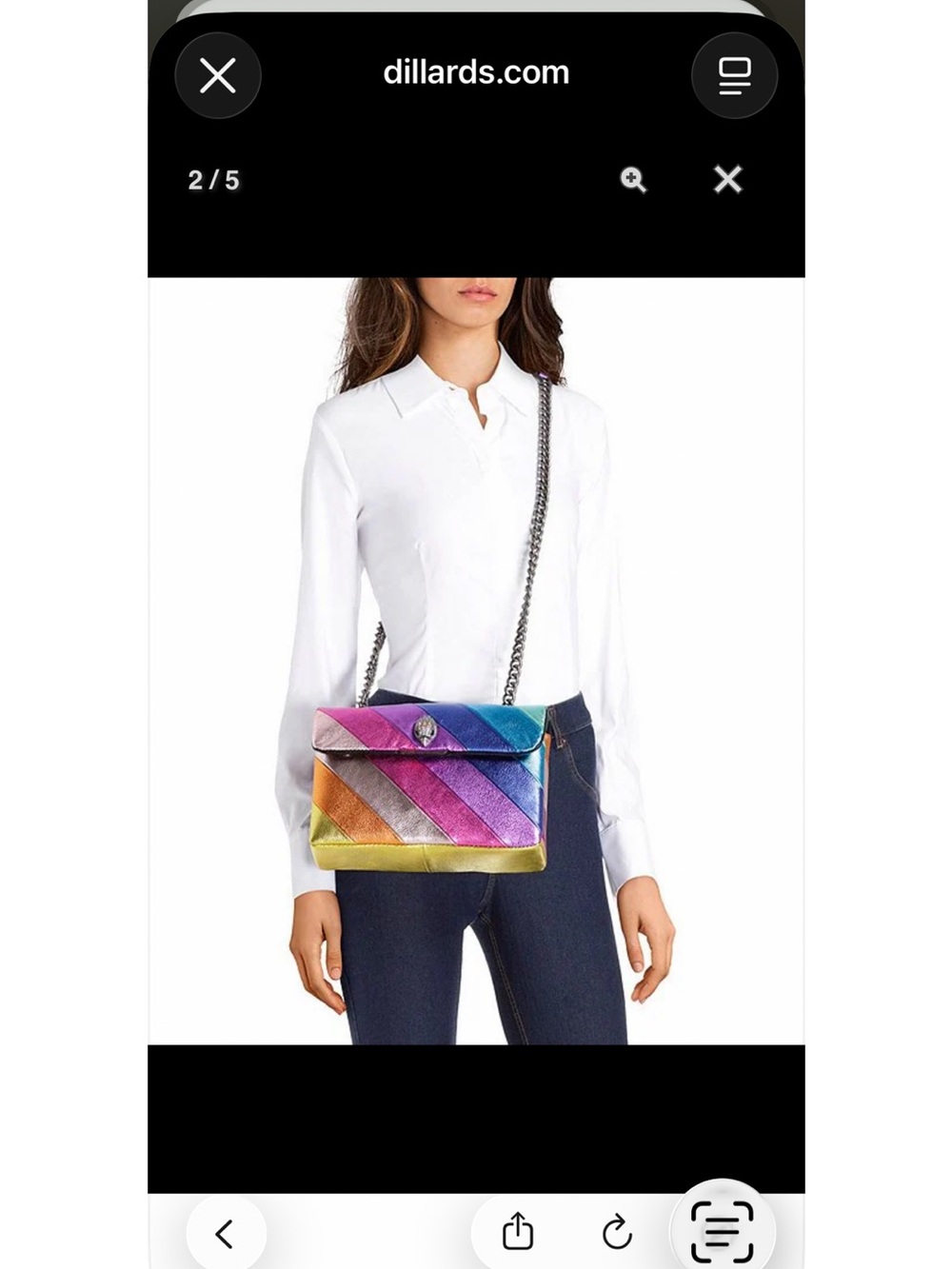 Kurt Geiger Multicolor Kensington Rainbow Leather Shoulder Bag